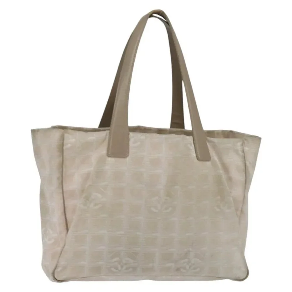 CHANEL New Travel Line Tote Bag Nylon Beige Gold CC - Picture 2 of 16